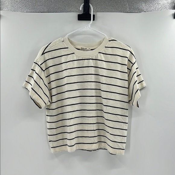 Marine Layer Tops - Marine Layer Women's Sadie Vintage Slub Crop Tee - Black/Ivory - Medium